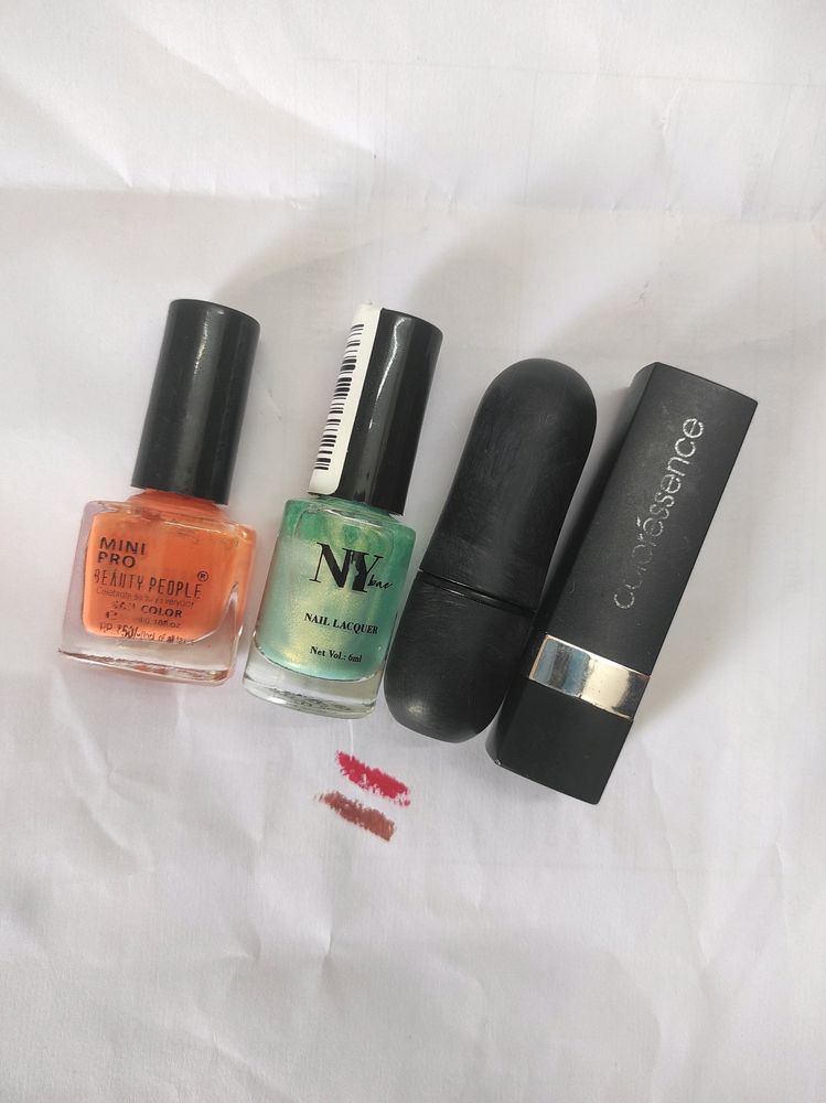 Combo Of 2 Lipstick &amp;  Nail Polish