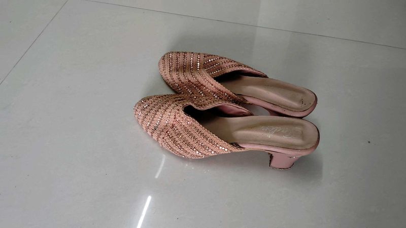 Sparkly Rose Gold Mules - Size 5.5
