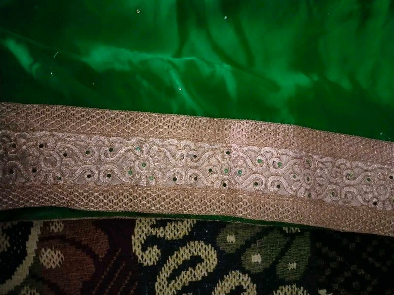 Green Saree with Decorative Border
