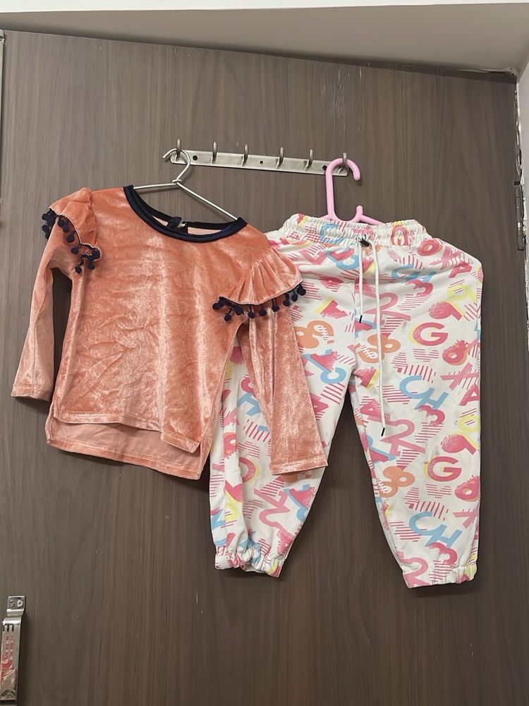 valvet top and cargo set for 3-5 yr old