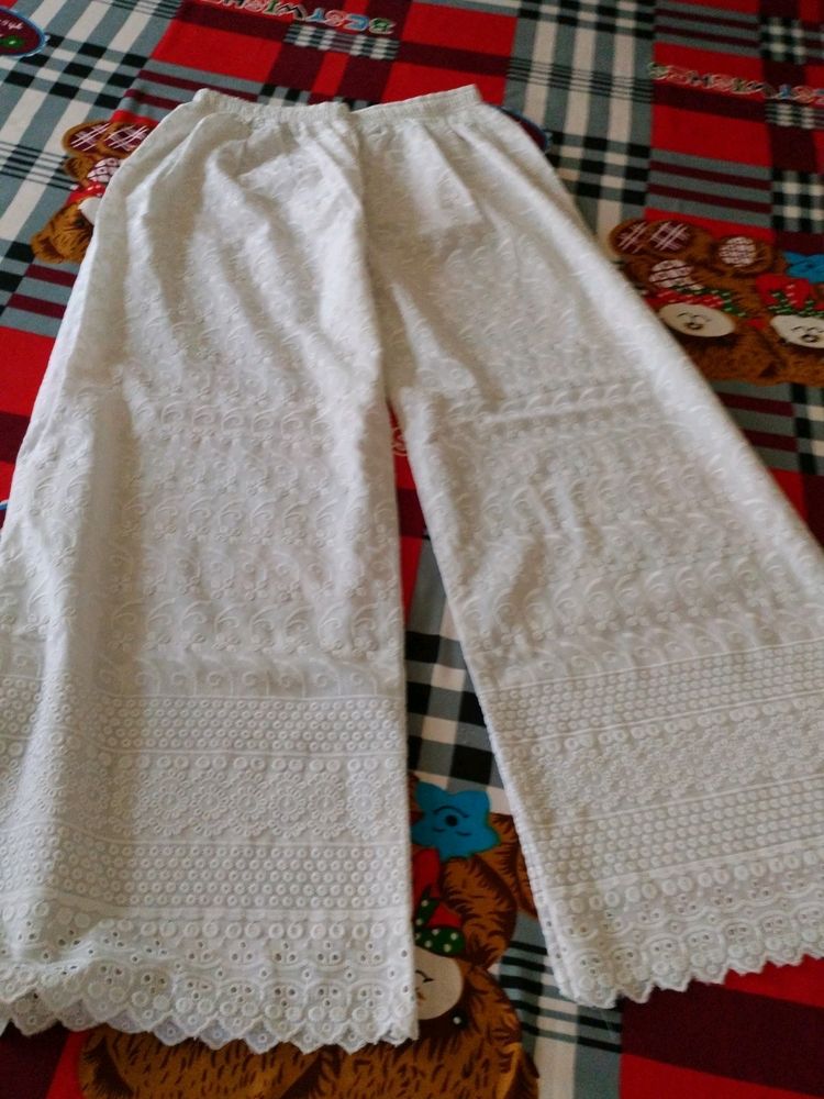 White Chikankari Plazoo
