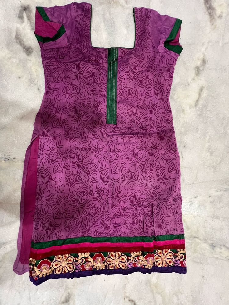 Purple Embroidered Kurti