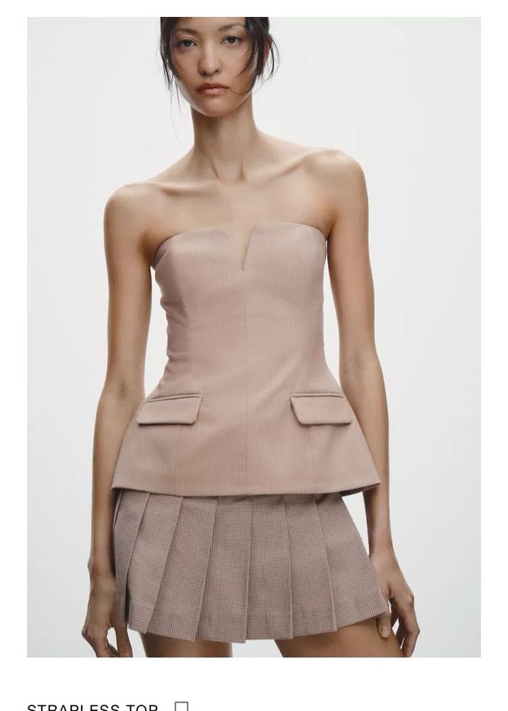 Strapless Peplum Top