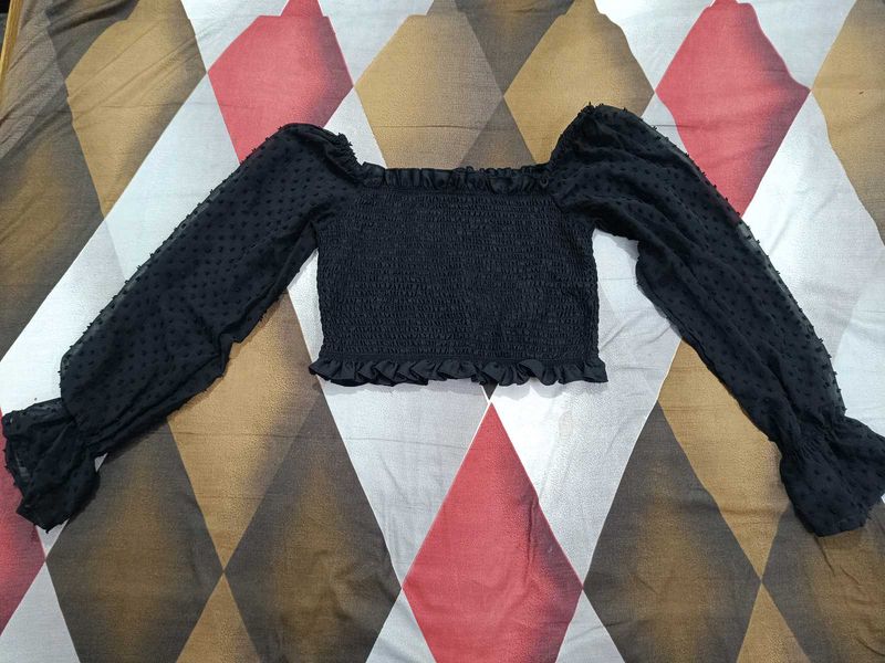 Korean Style Black Polka Dot Top