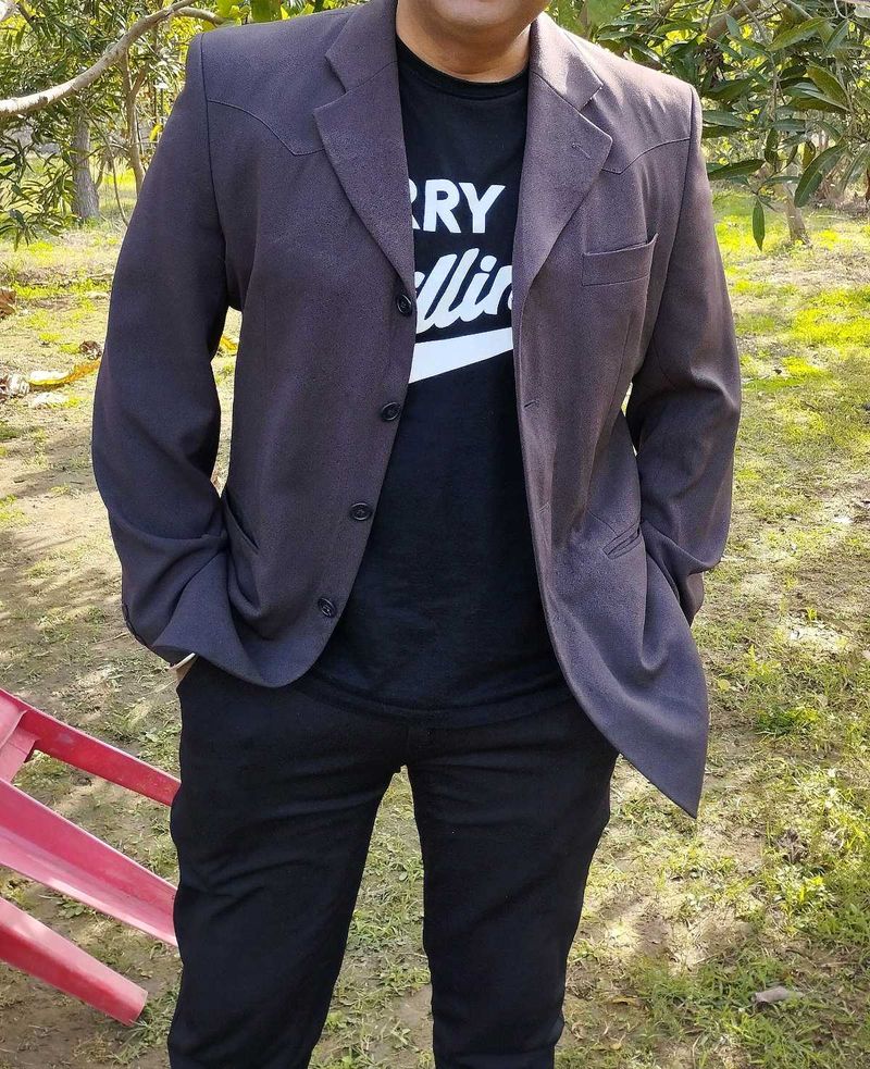 Elegant Grey Blazer Coat For Festival