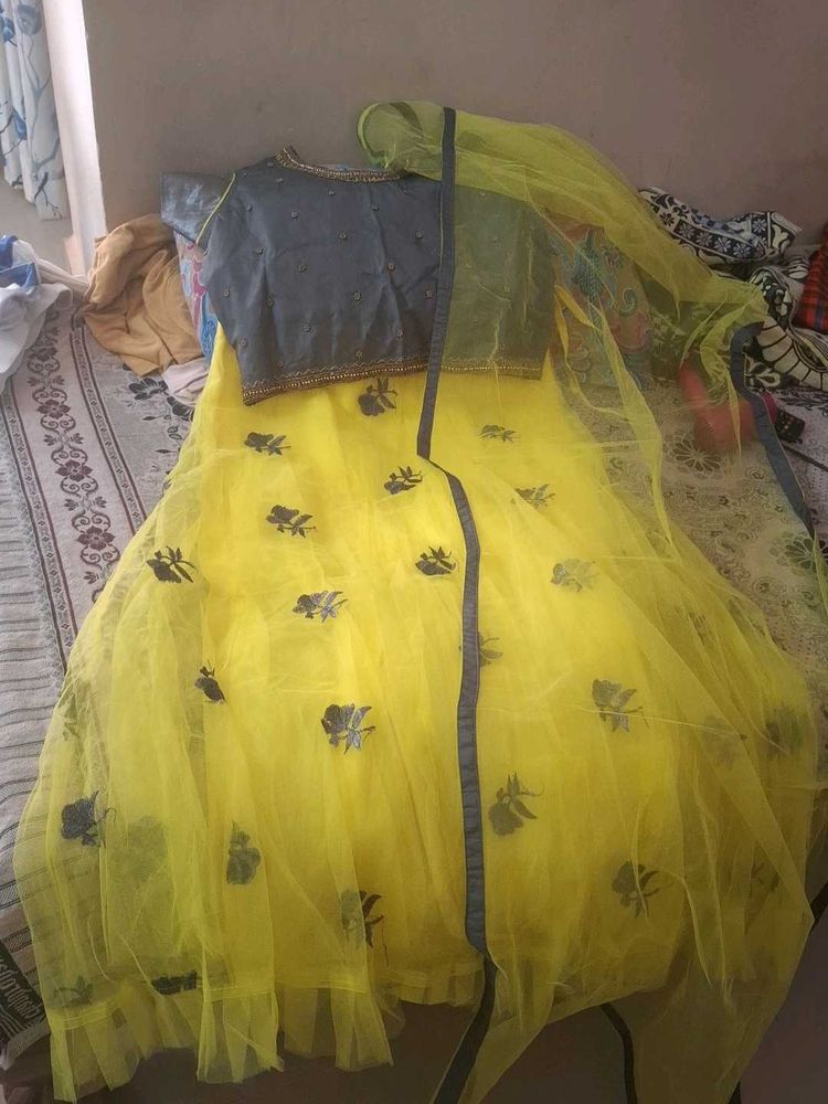 Yellow Floral Lehenga Choli Set