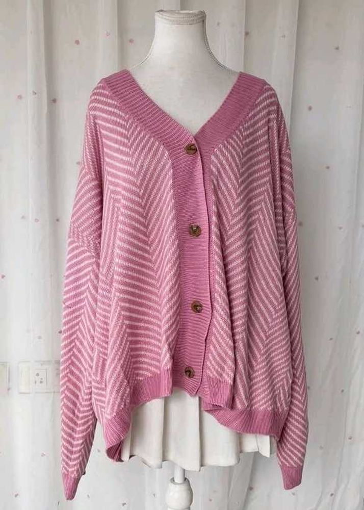 Pink Striped Cardigan