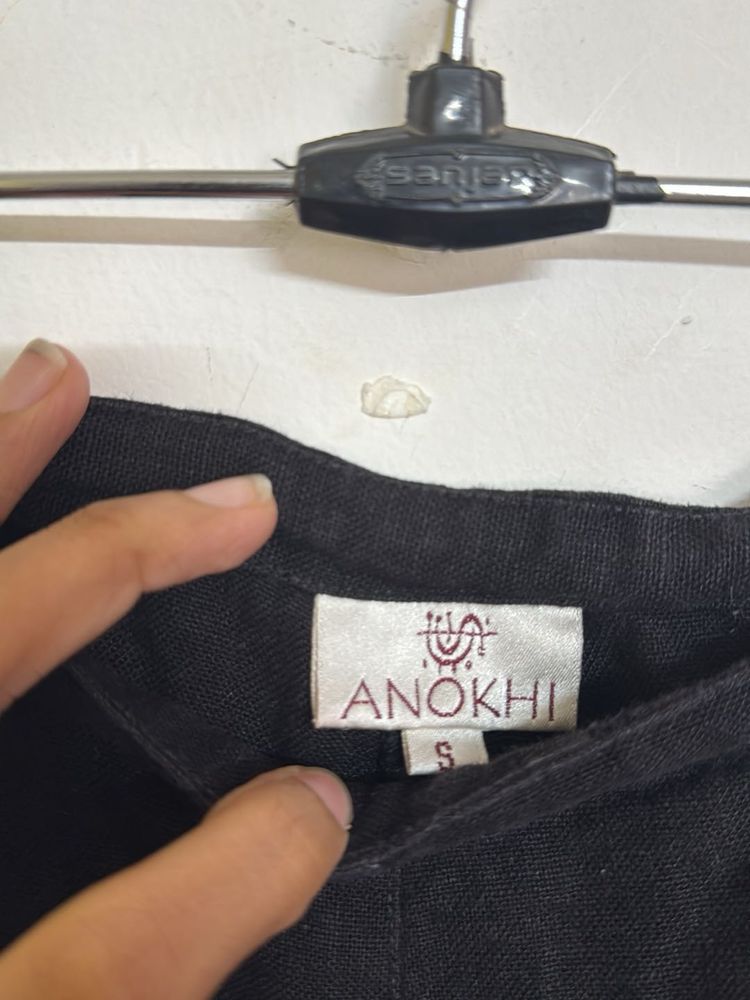 ANOKHI Black linen Pants