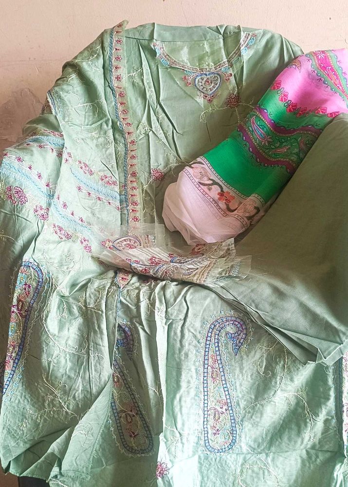 patchwork unstitched dress rayon material chiffon