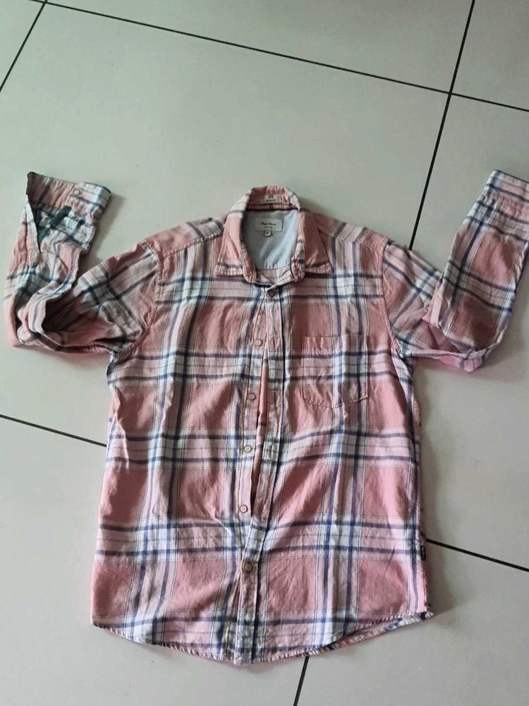 Pink Plaid Long Sleeve Button-Down