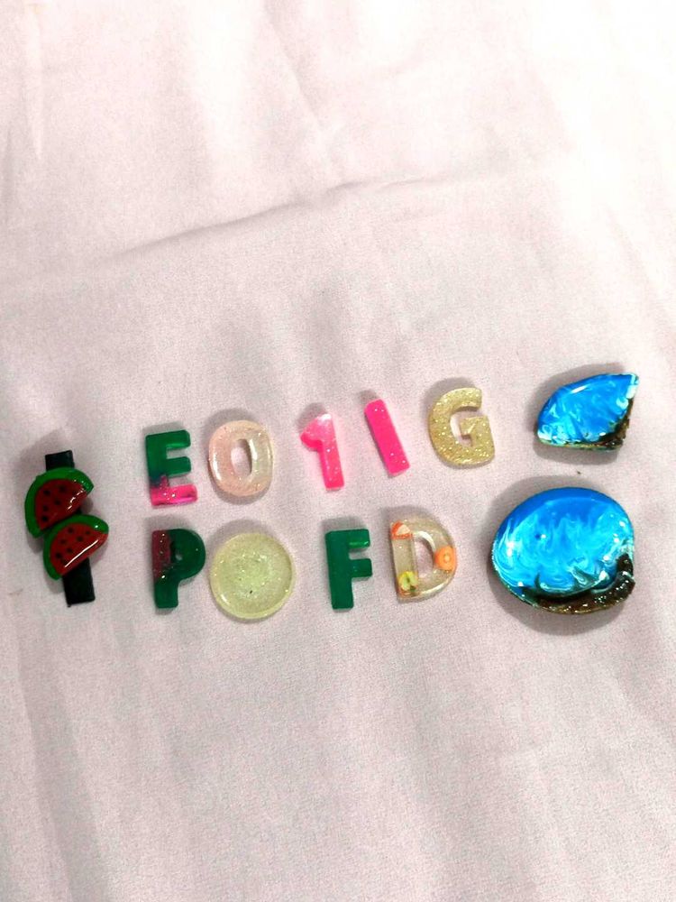 Resin Ocean , Watermelon Clip &amp; Letter Charm🍉🍉