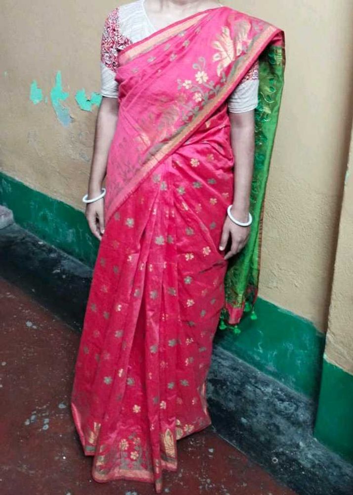 Parrot Green And Pink, Peacock Work Saree