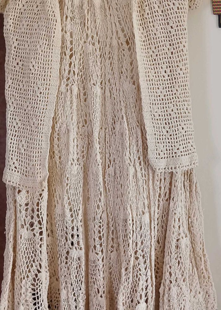 Vintage Crochet Maxi Skirt with Jacket