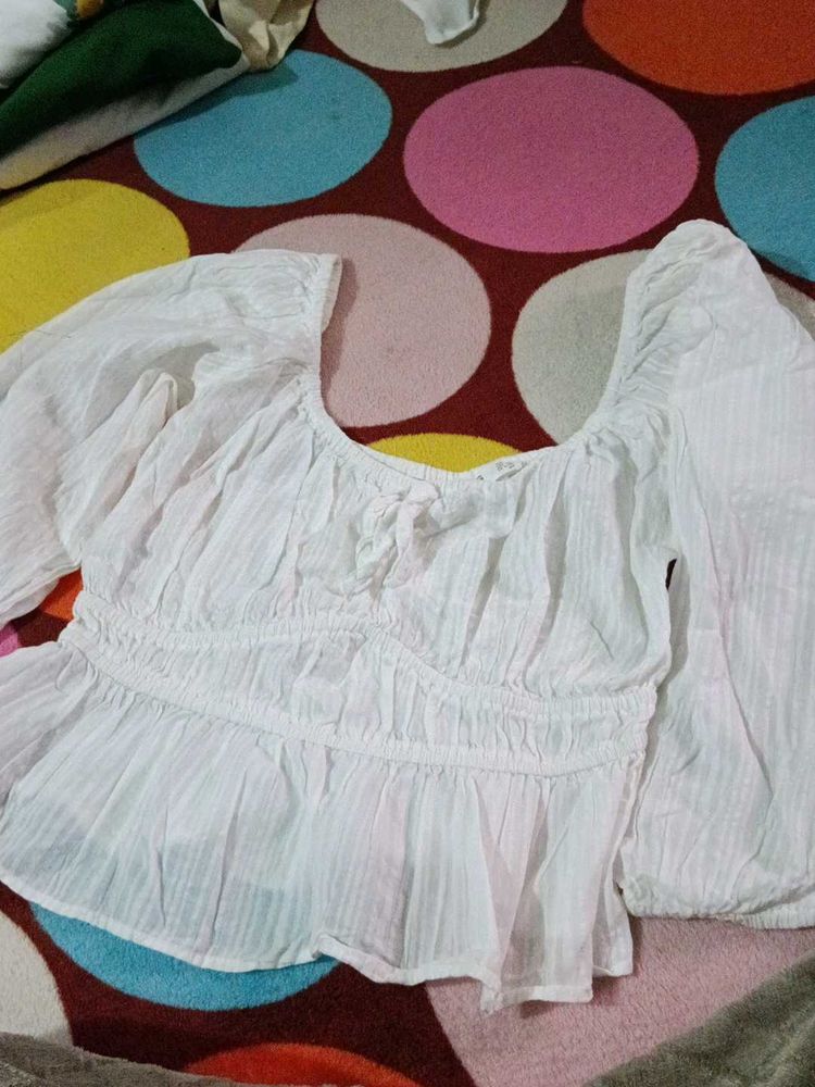 White Long Sleeve Top