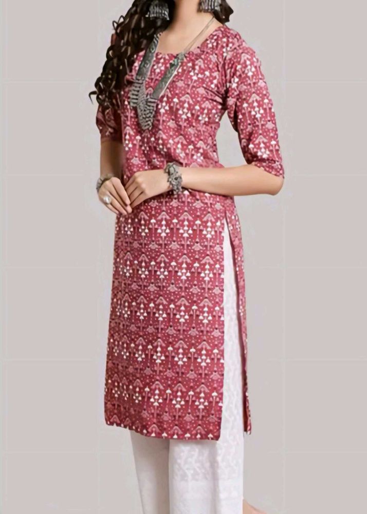RED COTTON BLEND KURTI