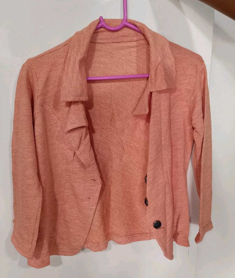 Peach Knit Cardigan.