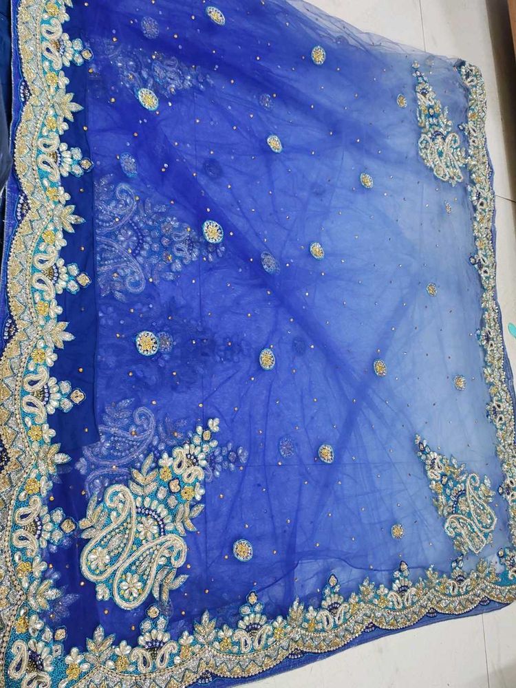 Elegant Blue Saree With Stiched  Blouse