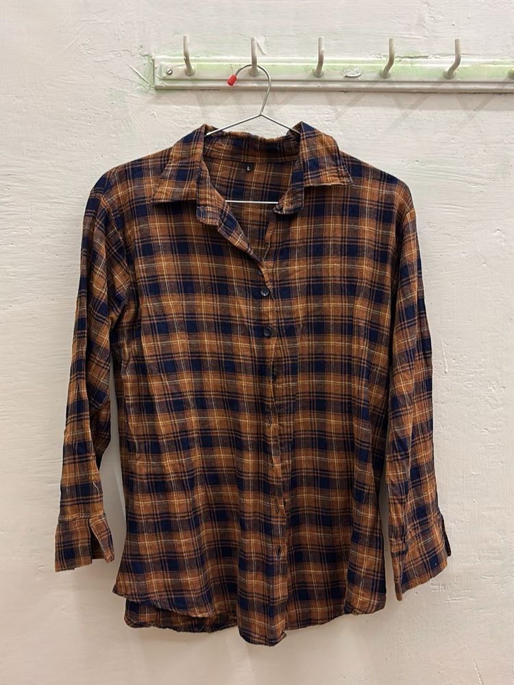 Brown Plaid Flannel Shirt