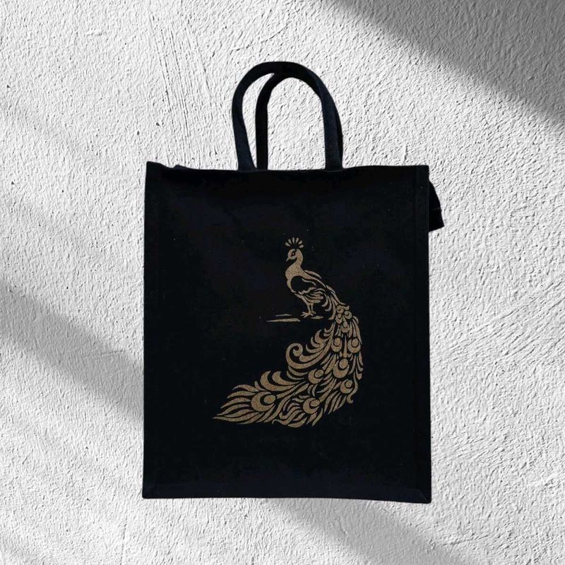 BEAUTIFUL CANVAS BLACK TOTE/LUNCH BAG FOR