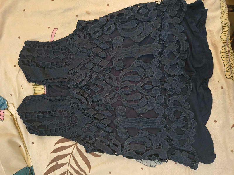 Navy Lace Tank Top