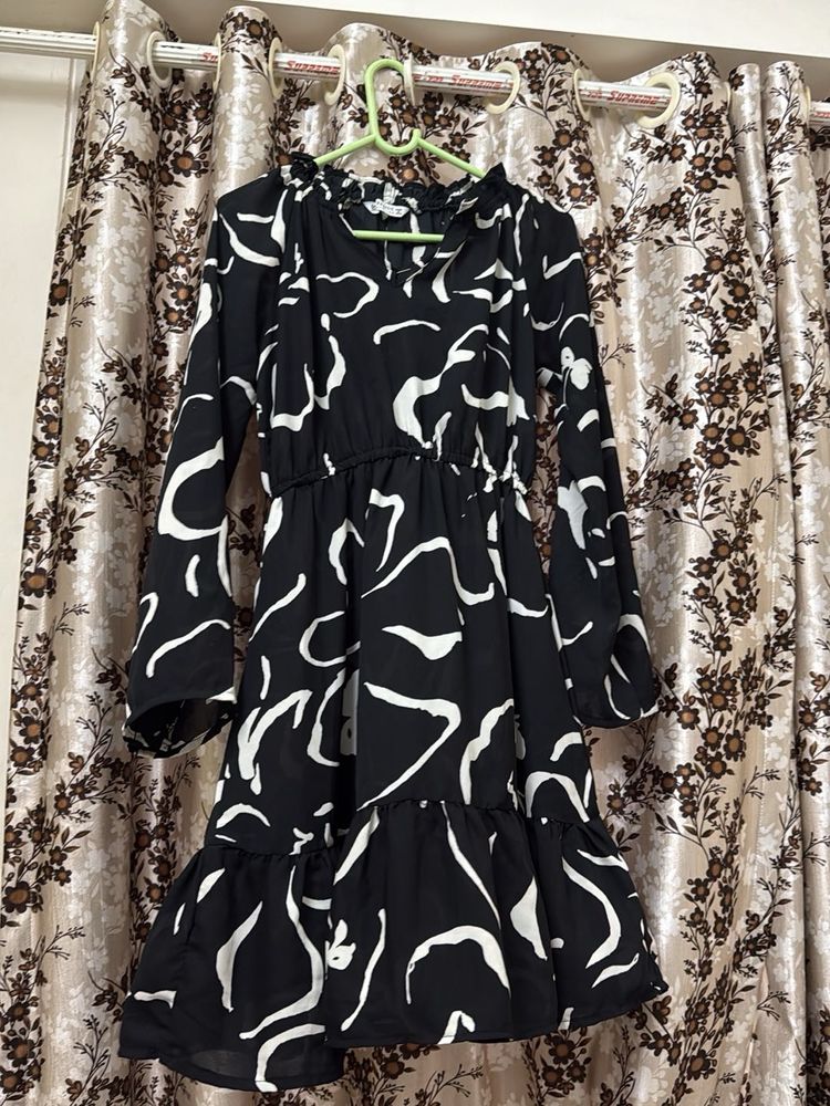 Black &amp; White Print Dress