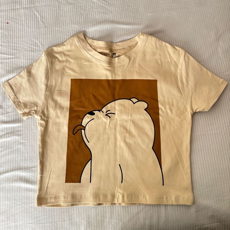 Beige Bear Crop Top