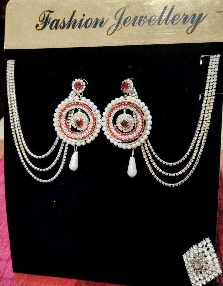 New Elegant Red and Pearl Jewelry Set