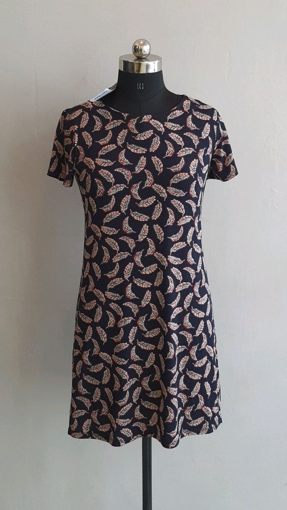 Feather Print Mini Dress