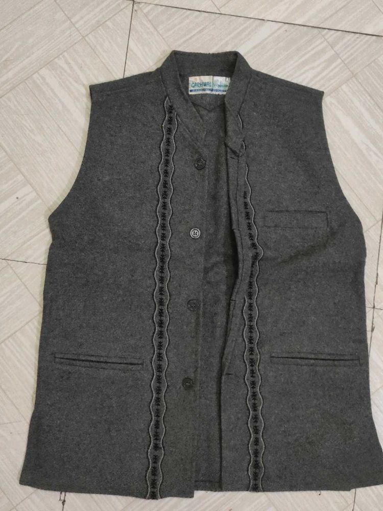 Gray Embroidered Vest