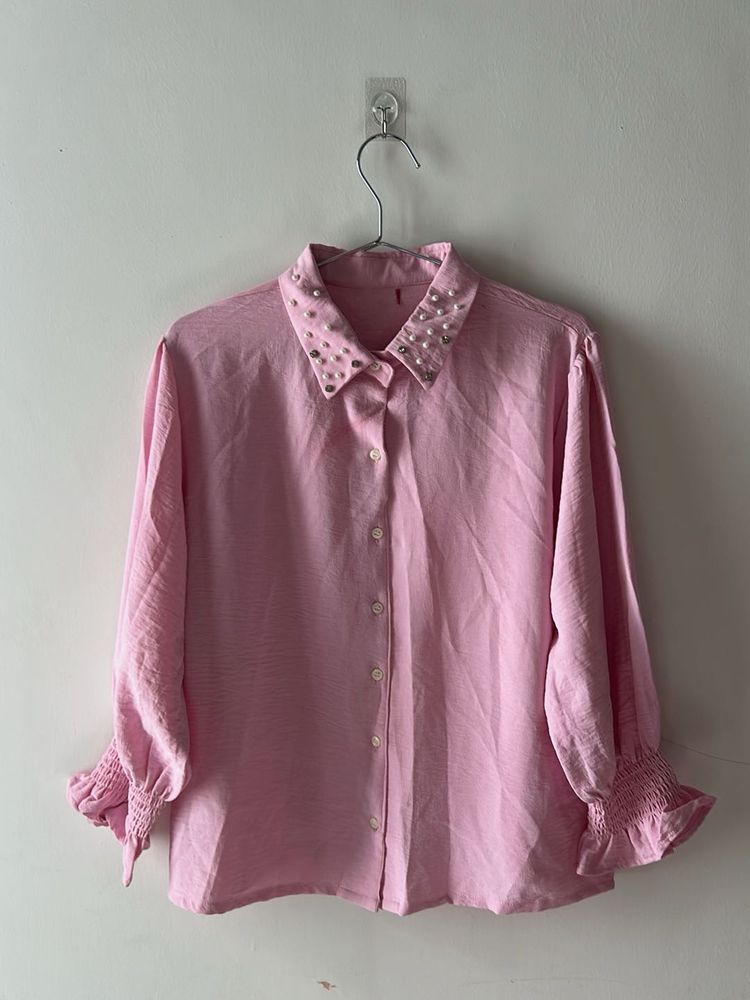 Pink Pearl Embellished Top