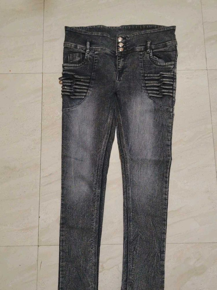 Stylish Gray Denim Jeans