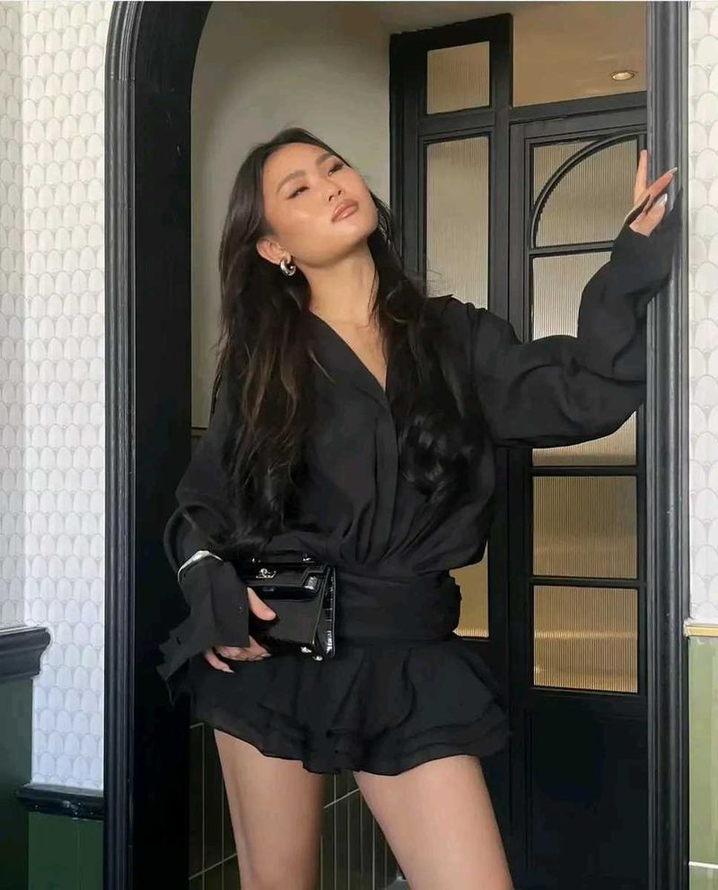 Luxury High Fashion Runway Black Mini Dress