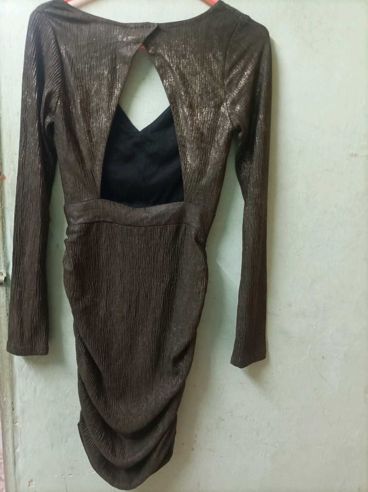 Sparkly Bronze Bodycon Mini Dress