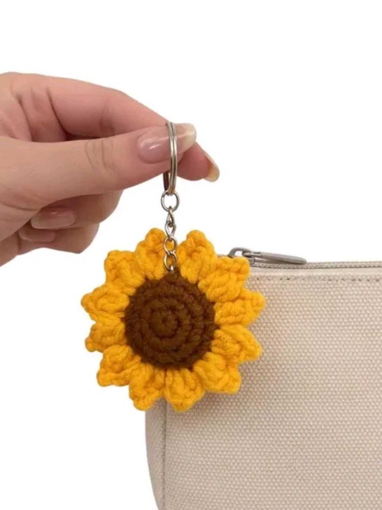 Crochet Sunflower Charm keychain