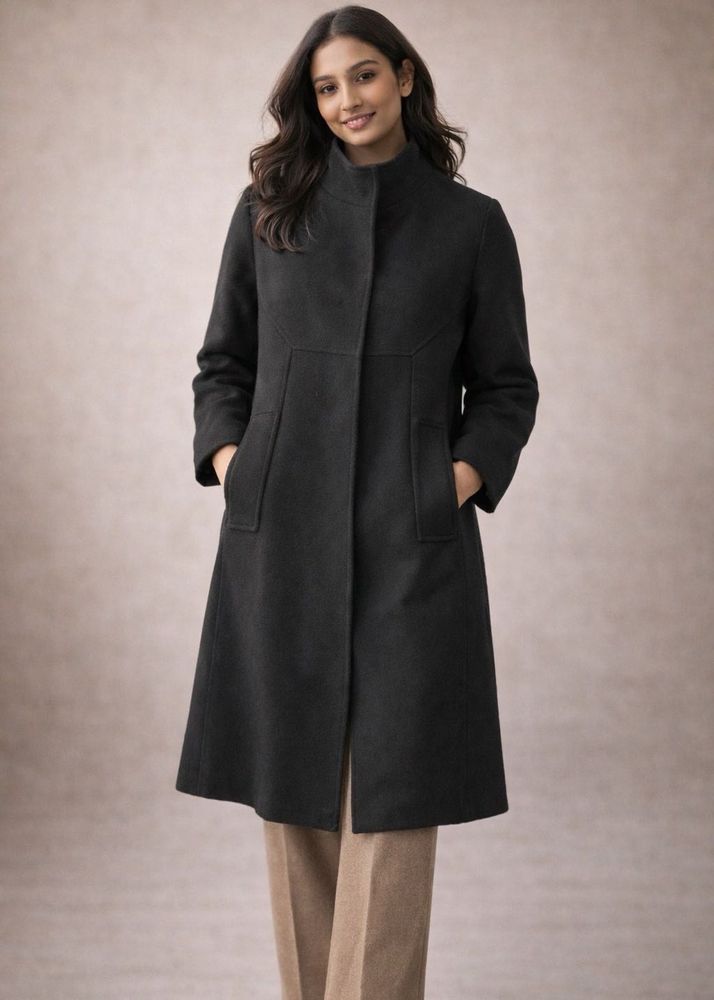 Elegant Black Wool Blend Coat