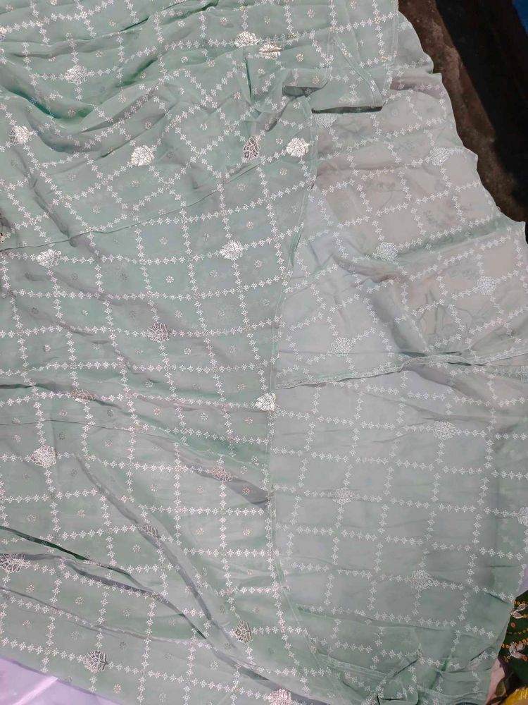 Mint Green Checked Fabric