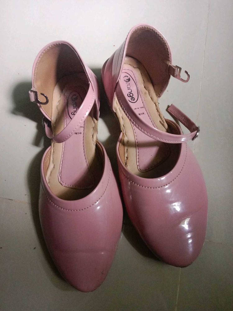 Pink Patent Mary Jane Ankle Strap Flats