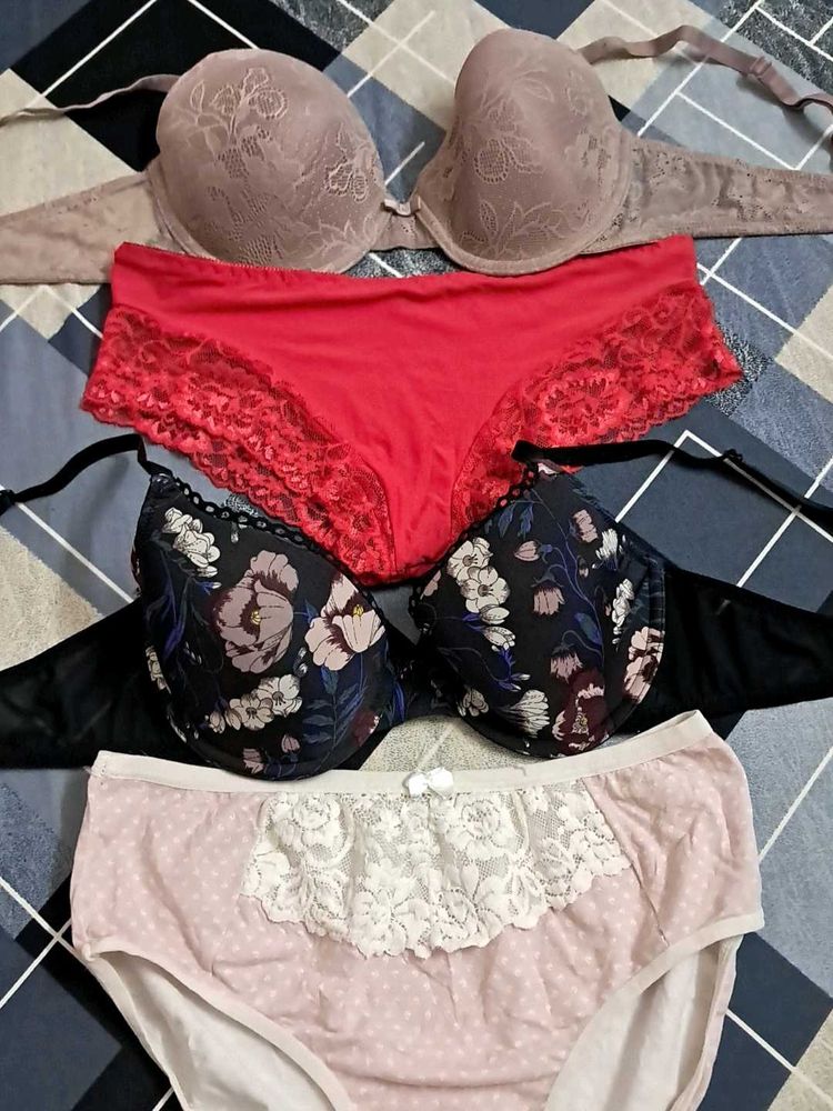 combo Of Four Imported Fabric Bra N Panty