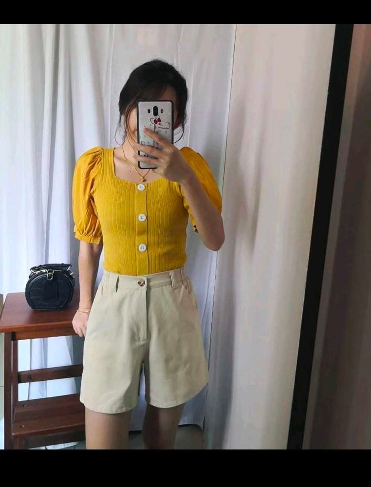Yellow Puff Sleeve Top