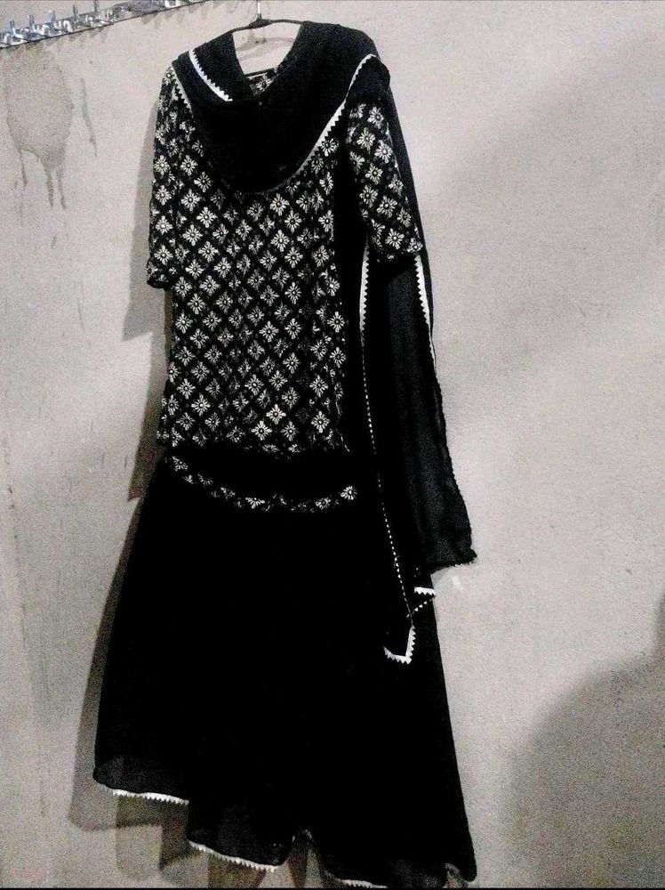 Black Embroidered Kurti Garara With Dupatta