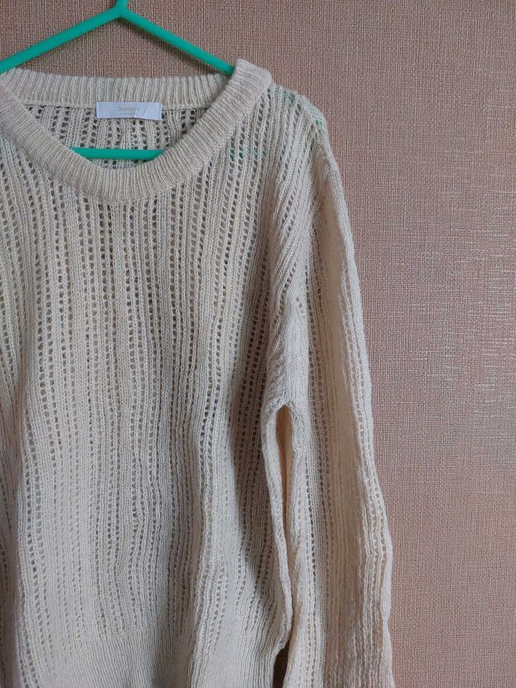 Beige Knit Pullover Sweater