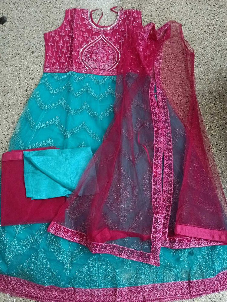 Pink &amp; Turquoise Ethnic Dress
