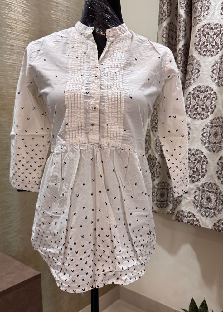 White Top With Bird Print
