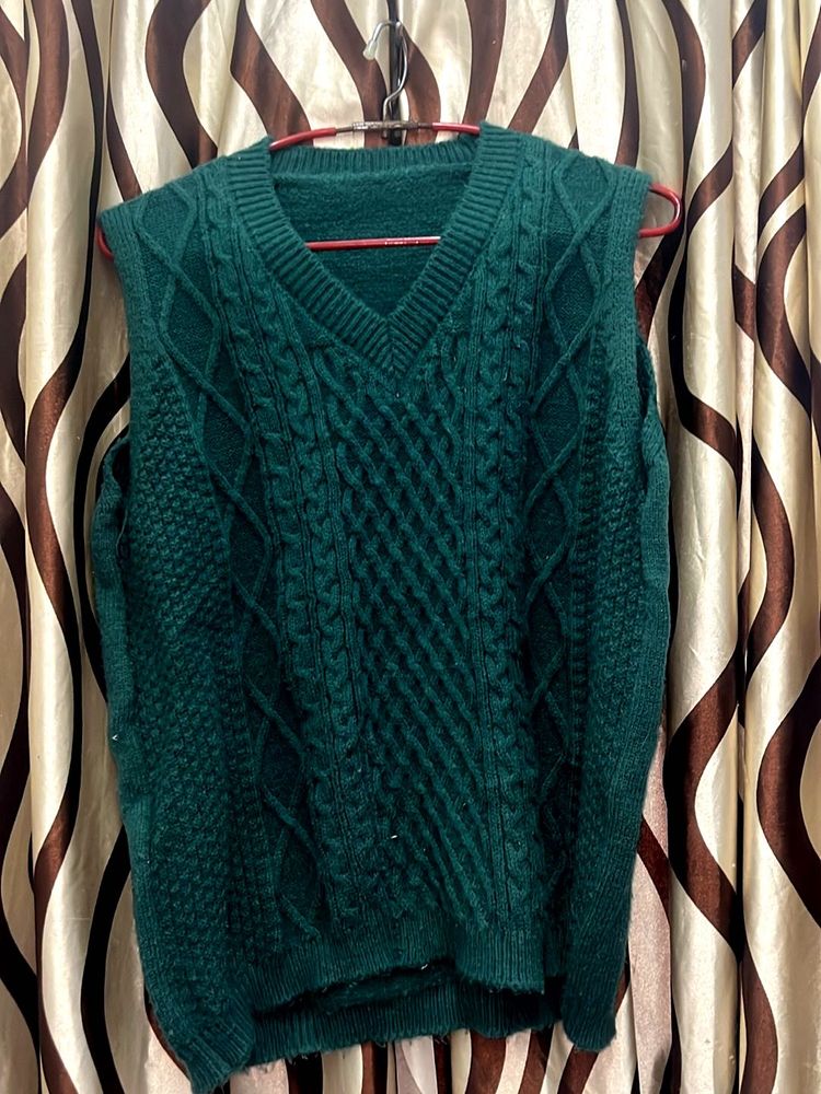 Green Knit Sweater Vest