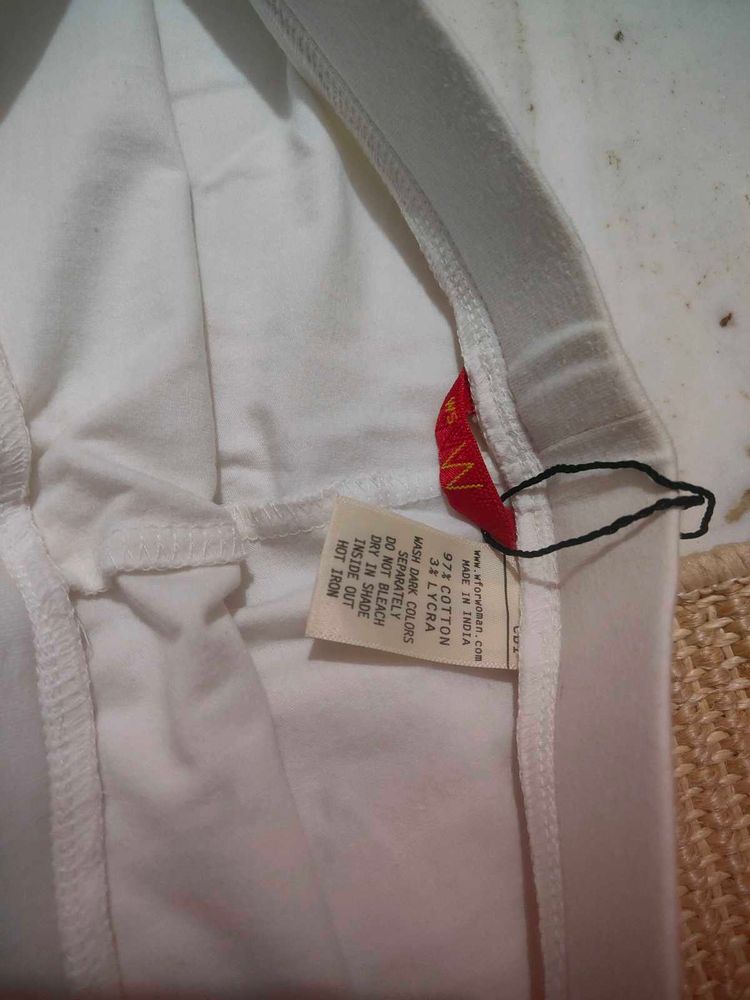 White Cotton Ankle Length Leggings