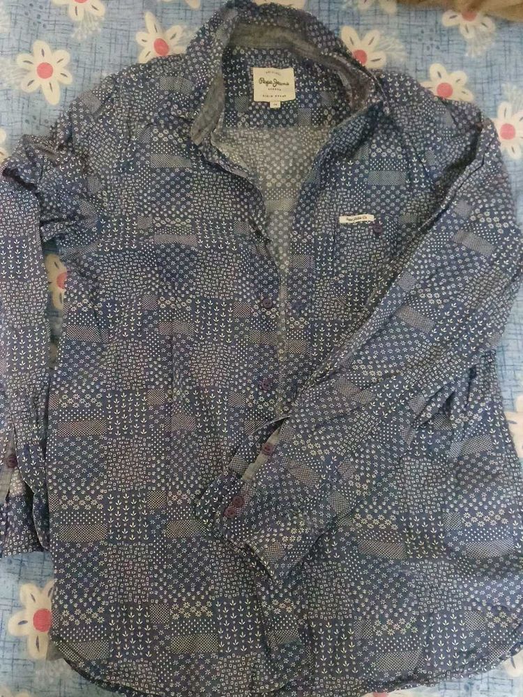 Stylish Blue Patterned Shirt