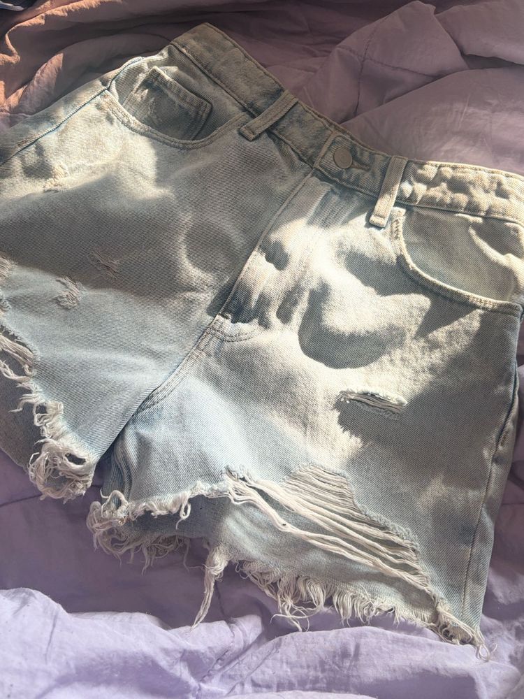 Distressed Denim Shorts
