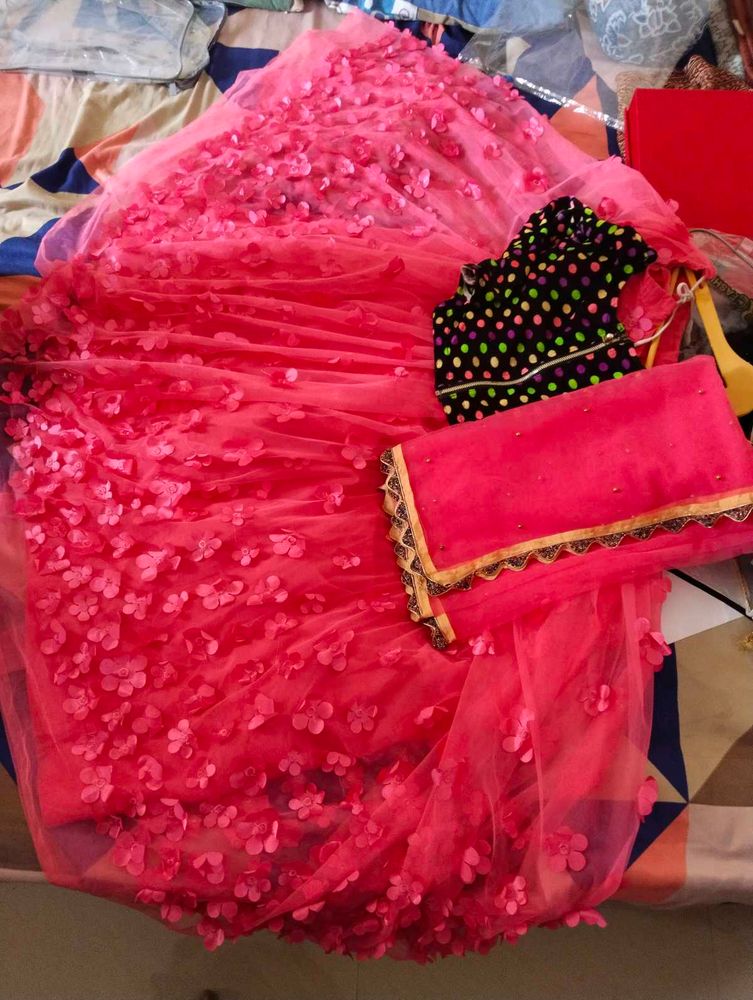 wadding wear flower lehenga choli