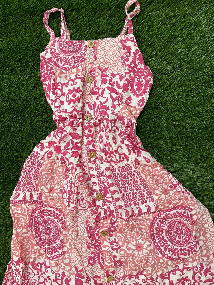 Vacation Dress - Pink And White