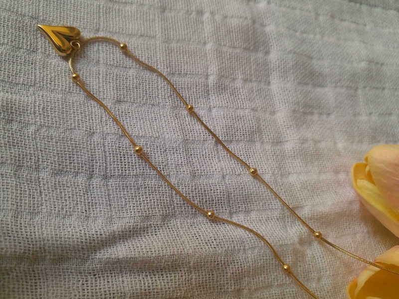 Golden Heart Charm Pendant Chain(anti Tarnish)